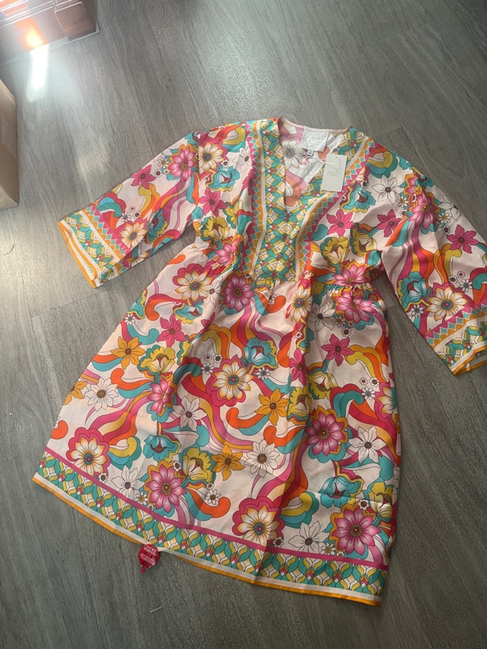New Floral Multicolor Women's Dress size S silk - Picture 9 of 12